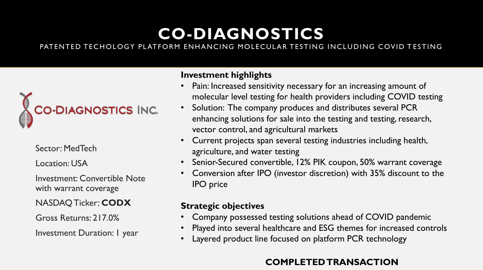 MVC Pre IPO Completed Deals